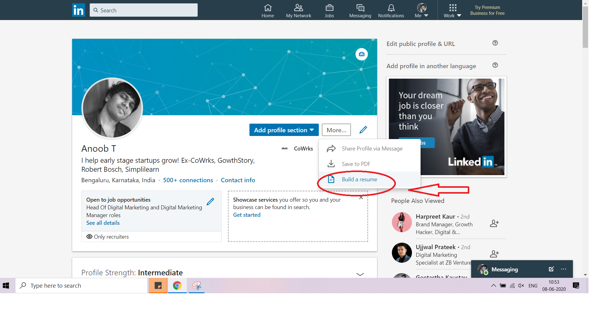 how to upload resume on linked