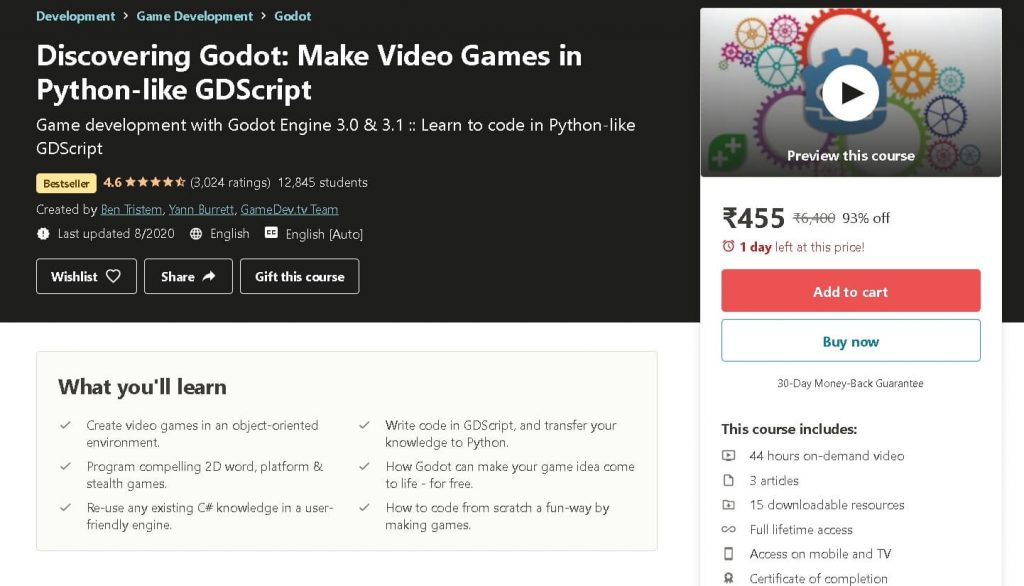 Discovering Godot: Make Video Games in Python (Udemy)