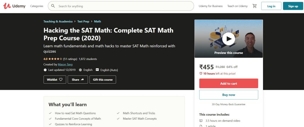 Hacking the SAT Math: Complete SAT Math Prep Course (2020)