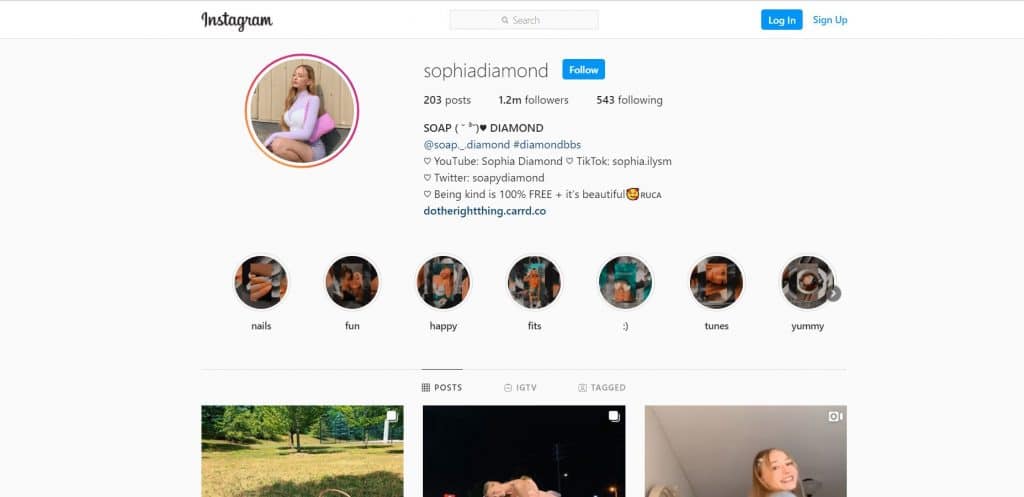 Sophia Diamond Instagram Handle 
