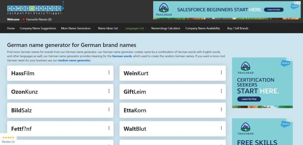 Names4 Brands German Name Generator