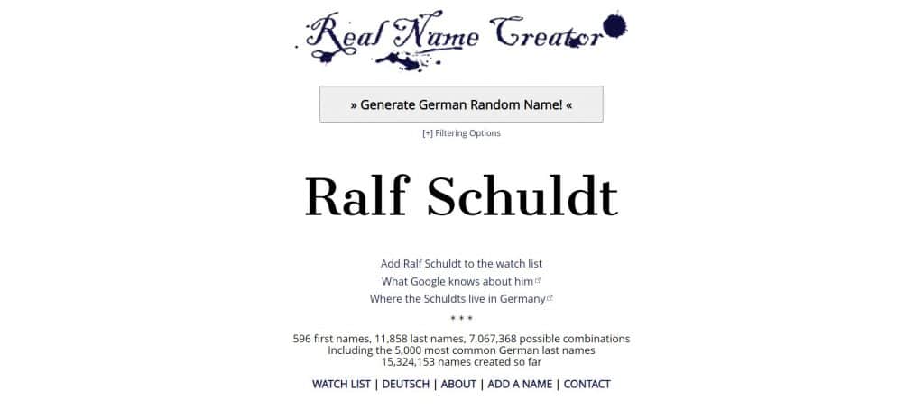 Real Name Creator German Name creator