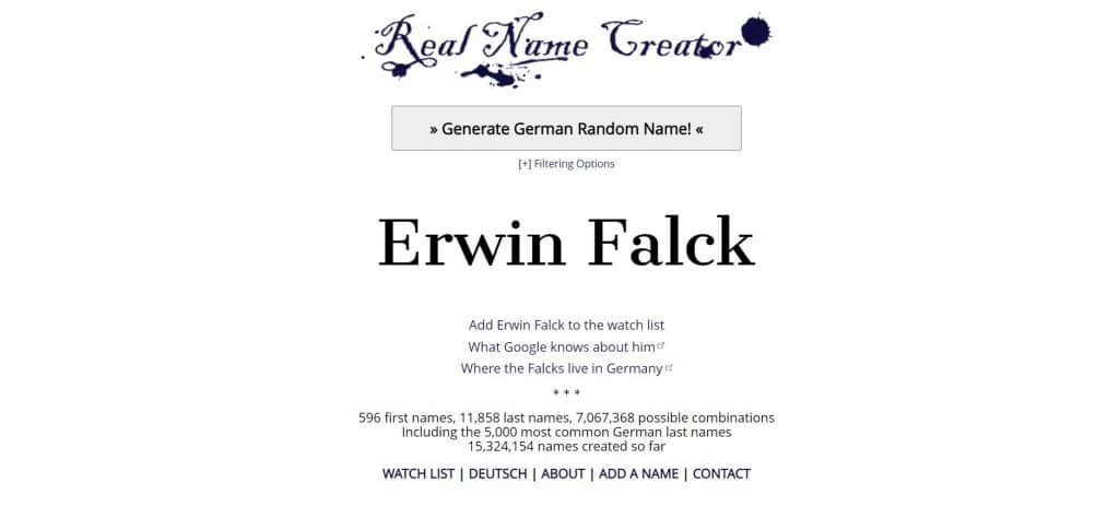 Real Name Creator German Name creator