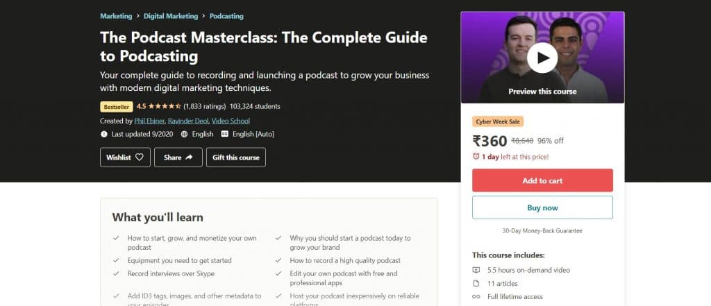 The Podcast Masterclass: The Complete Guide to Podcasting (Udemy)