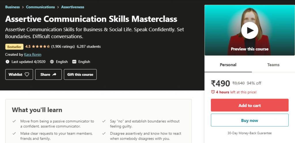 Assertive Communication Skills Masterclass  Course 