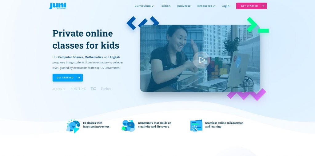 Juni Learning Home page