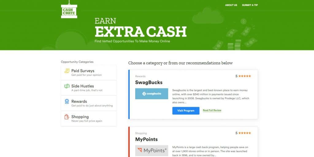 Cashcrate homepage