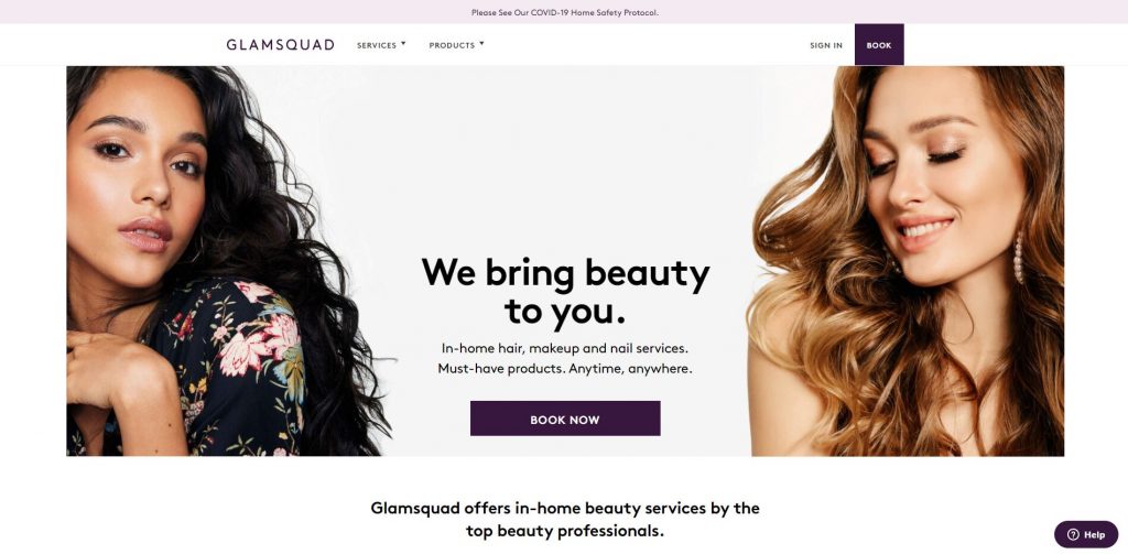 Glamsquad Homepage