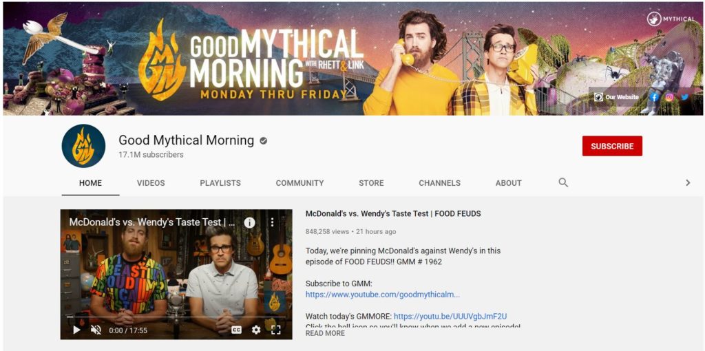 Good Mythical Morning YouTube channel