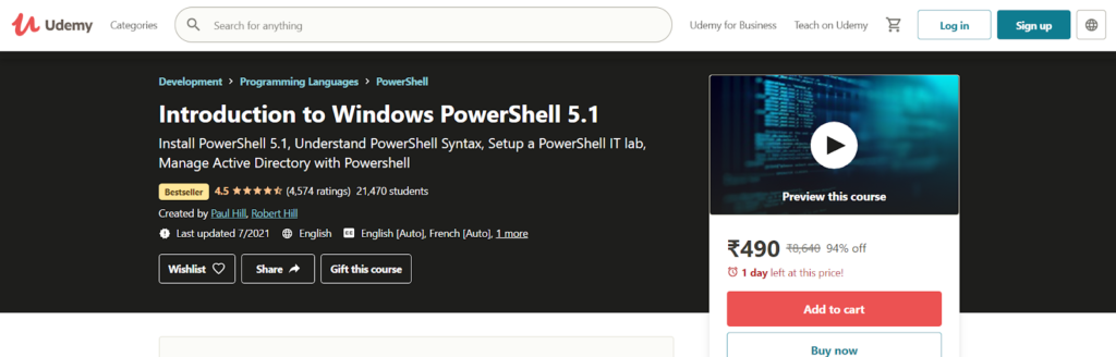 Introduction to Windows PowerShell 5.1 Course