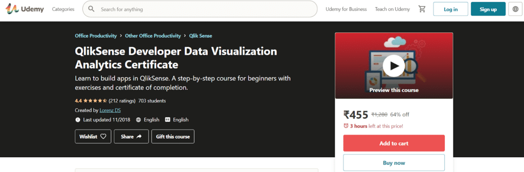 QlikSense Sense Developer Data Visualization Analytics Certificate Course