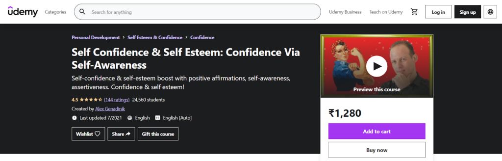 Self Confidence & Self Esteem: Confidence Via Self-Awareness Course