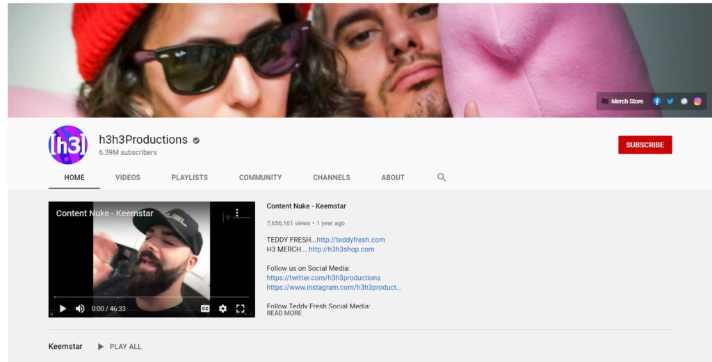 H3h3 Productions YouTube channel