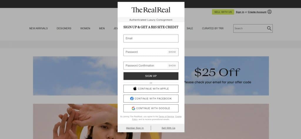 The RealReal Homepage