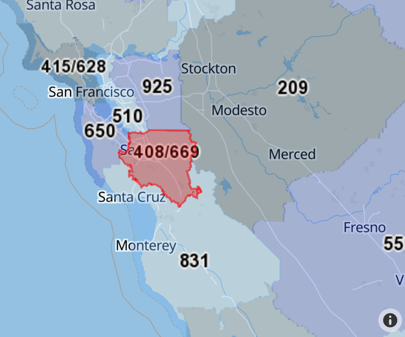 What Is The 408 Area Code Located