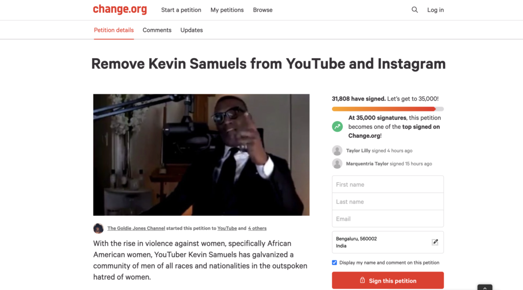 Kevin Samuels Petition