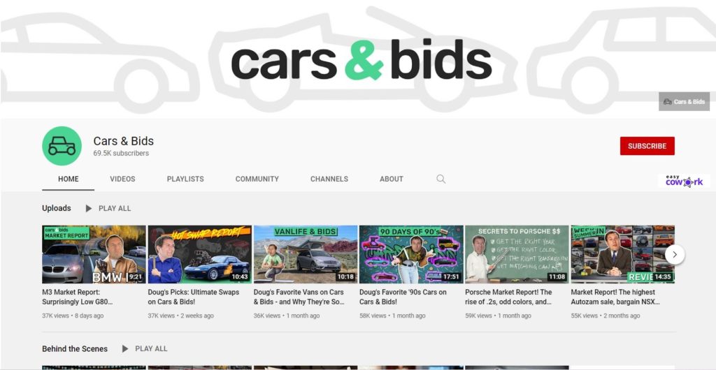Cars and Bids YouTube channel