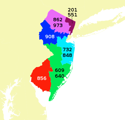 201 Area Code Map