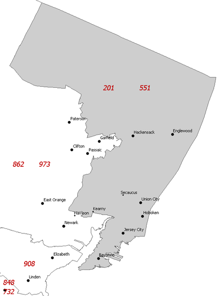 201 Area Code Map