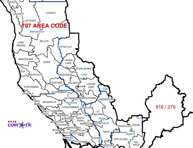 707 Area code map