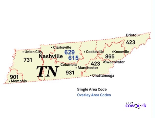 615 area code map