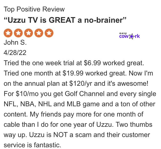Uzzu TV Positive review