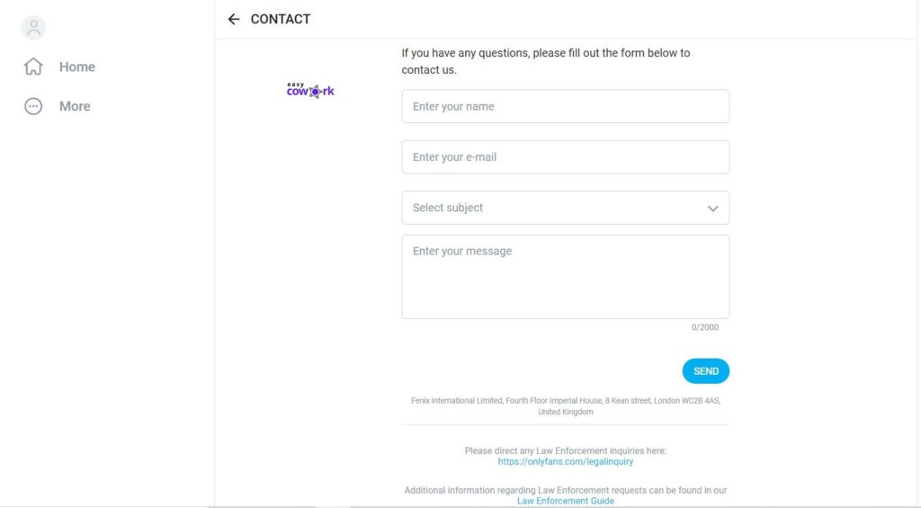 OnlyFans Support Using Customer Support Form 
