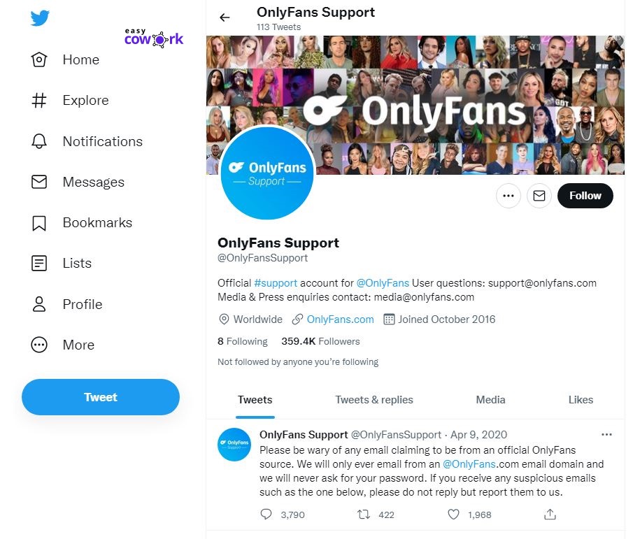 OnlyFans Support Twitter